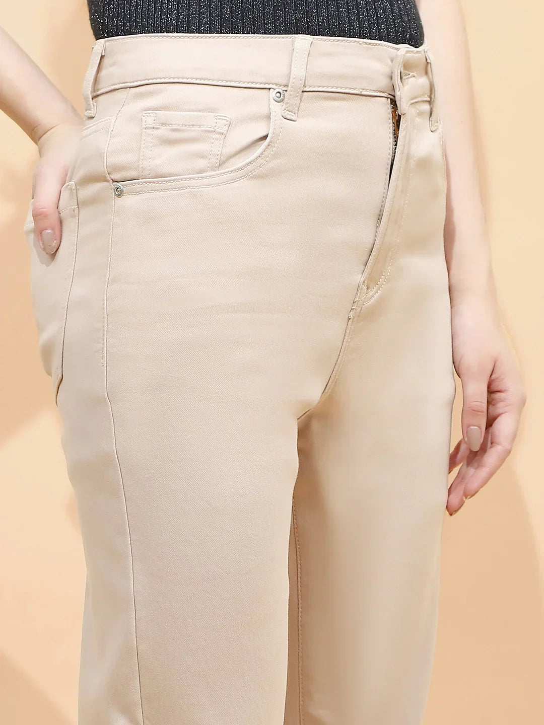 Fawn Cotton Straight Fit Trouser