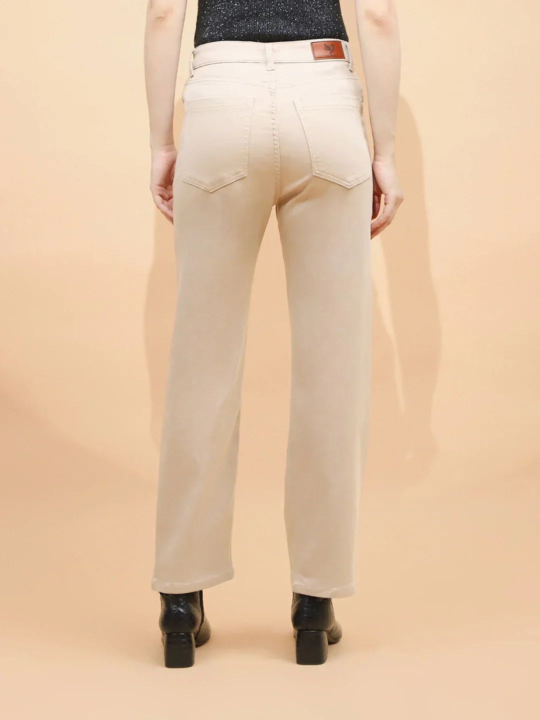 Fawn Cotton Straight Fit Trouser