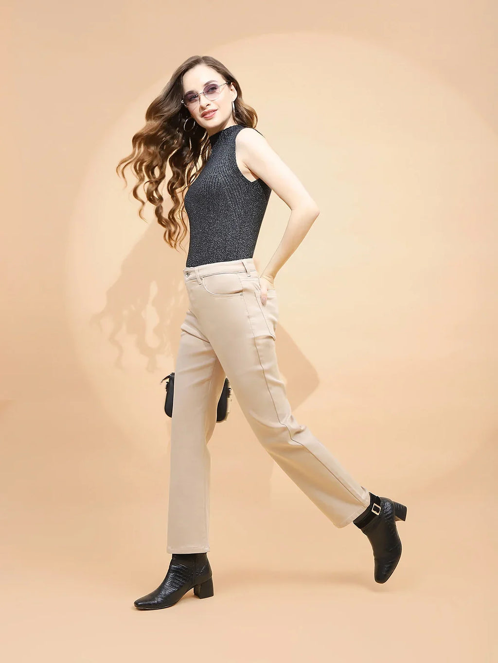 Fawn Cotton Straight Fit Trouser