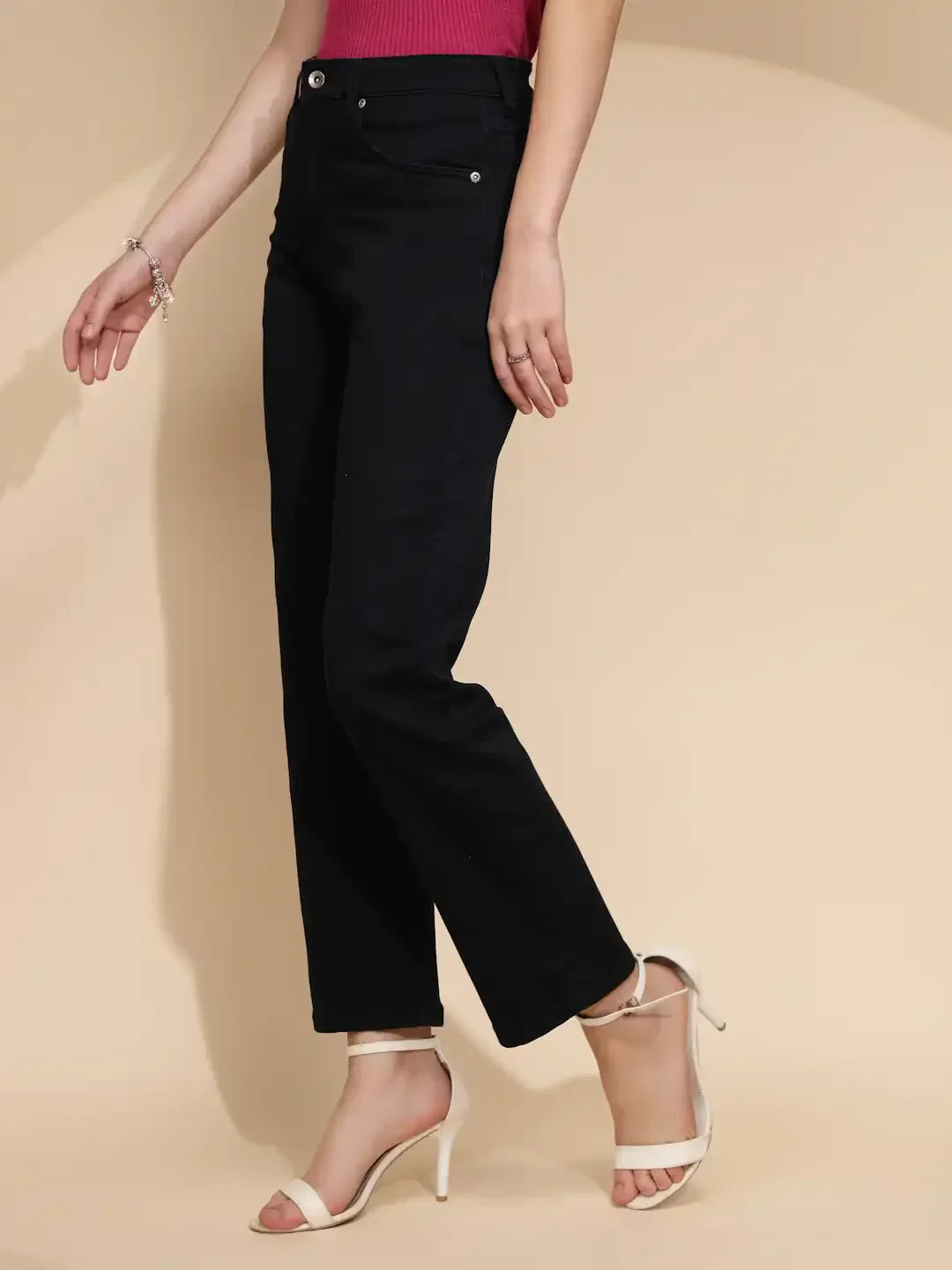 Navy Blue Cotton Blend Trouser