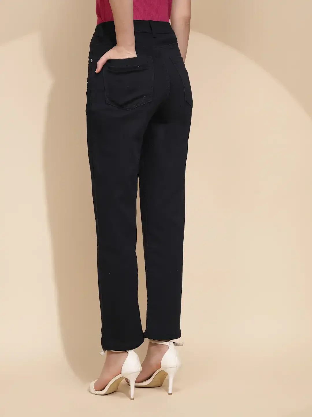 Navy Blue Cotton Blend Trouser