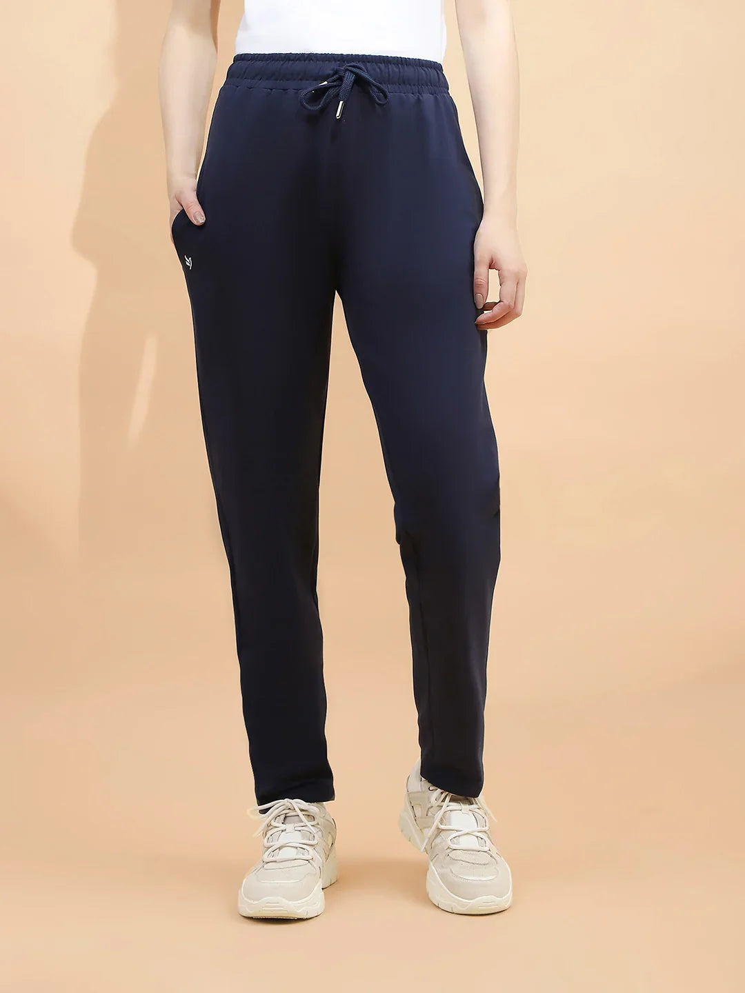 Blue Cotton Blend Regular Fit Lower