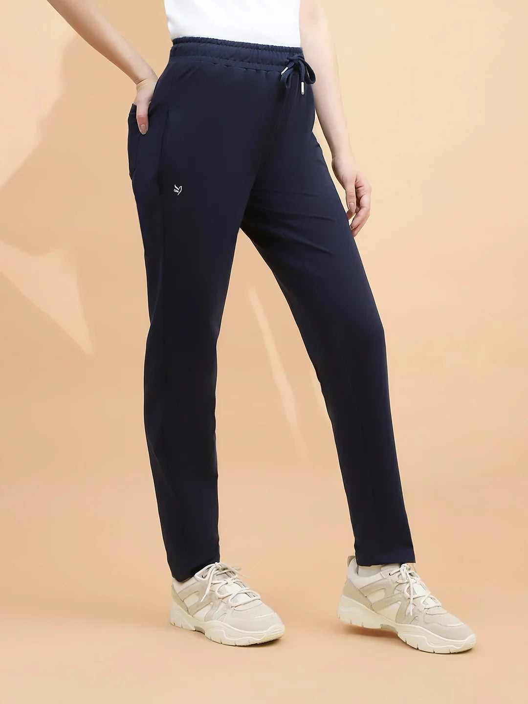 Blue Cotton Blend Regular Fit Lower