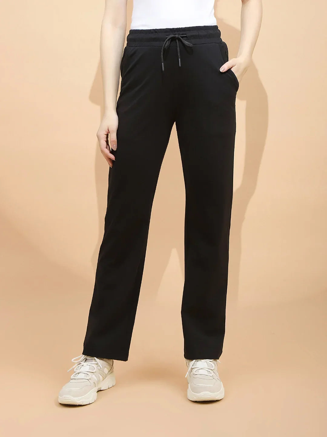 Black Cotton Blend Regular Fit Lower