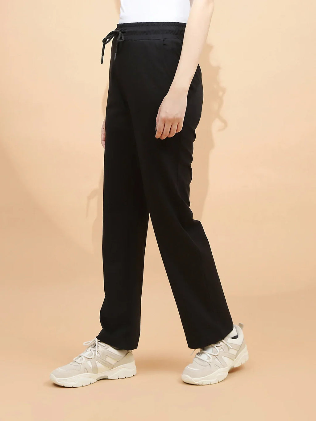 Black Cotton Blend Regular Fit Lower