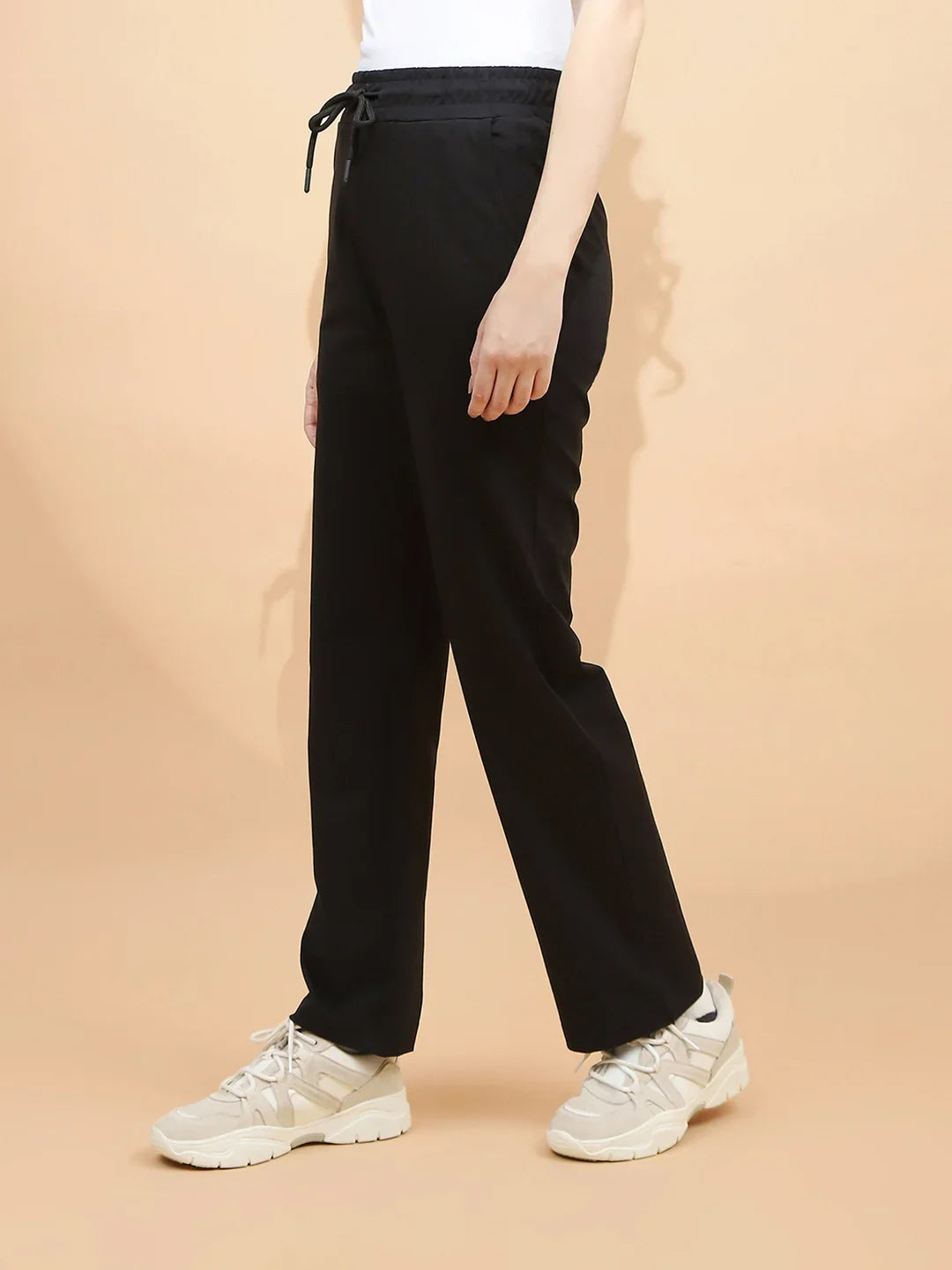 Black Cotton Blend Regular Fit Lower