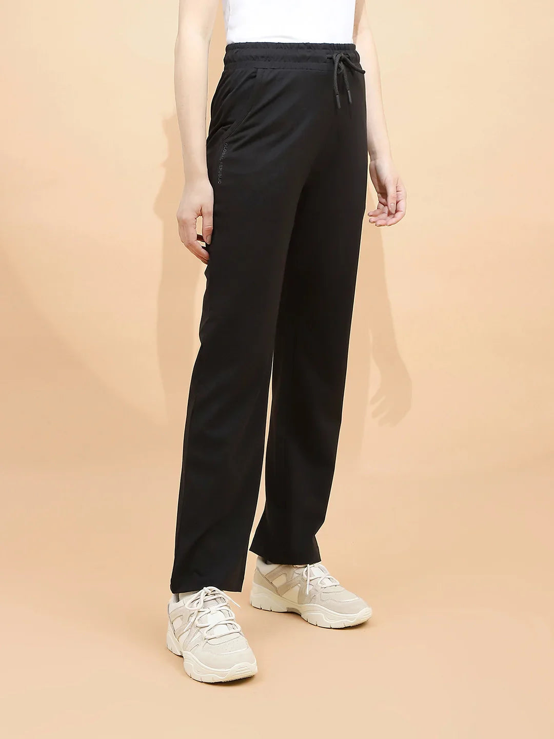Black Cotton Blend Regular Fit Lower