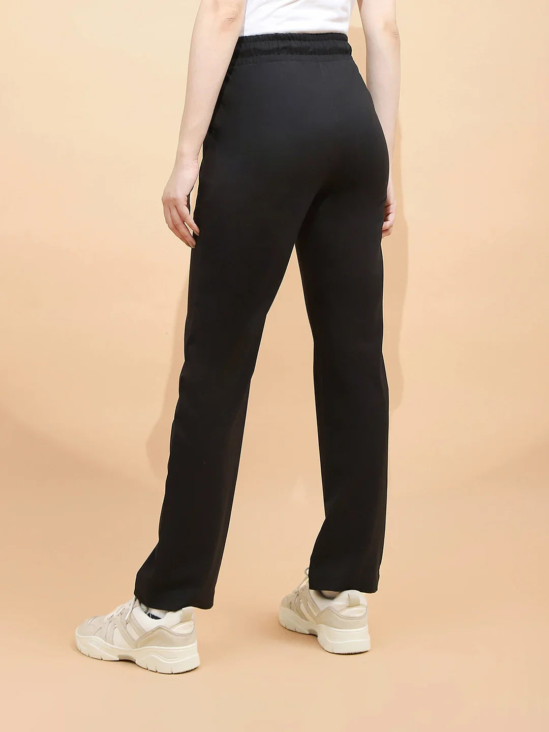 Black Cotton Blend Regular Fit Lower