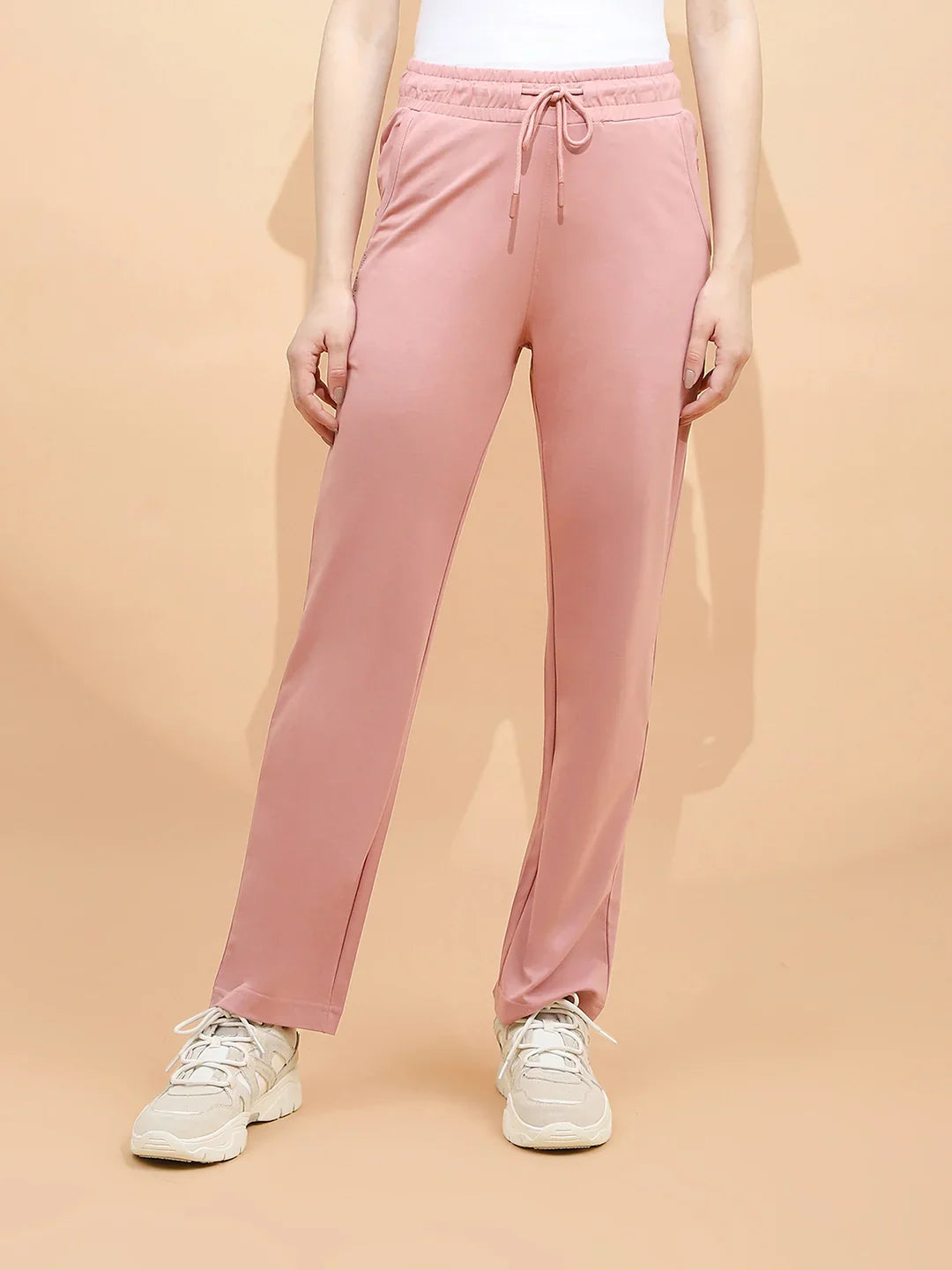 Pink Cotton Blend Regular Fit Lower