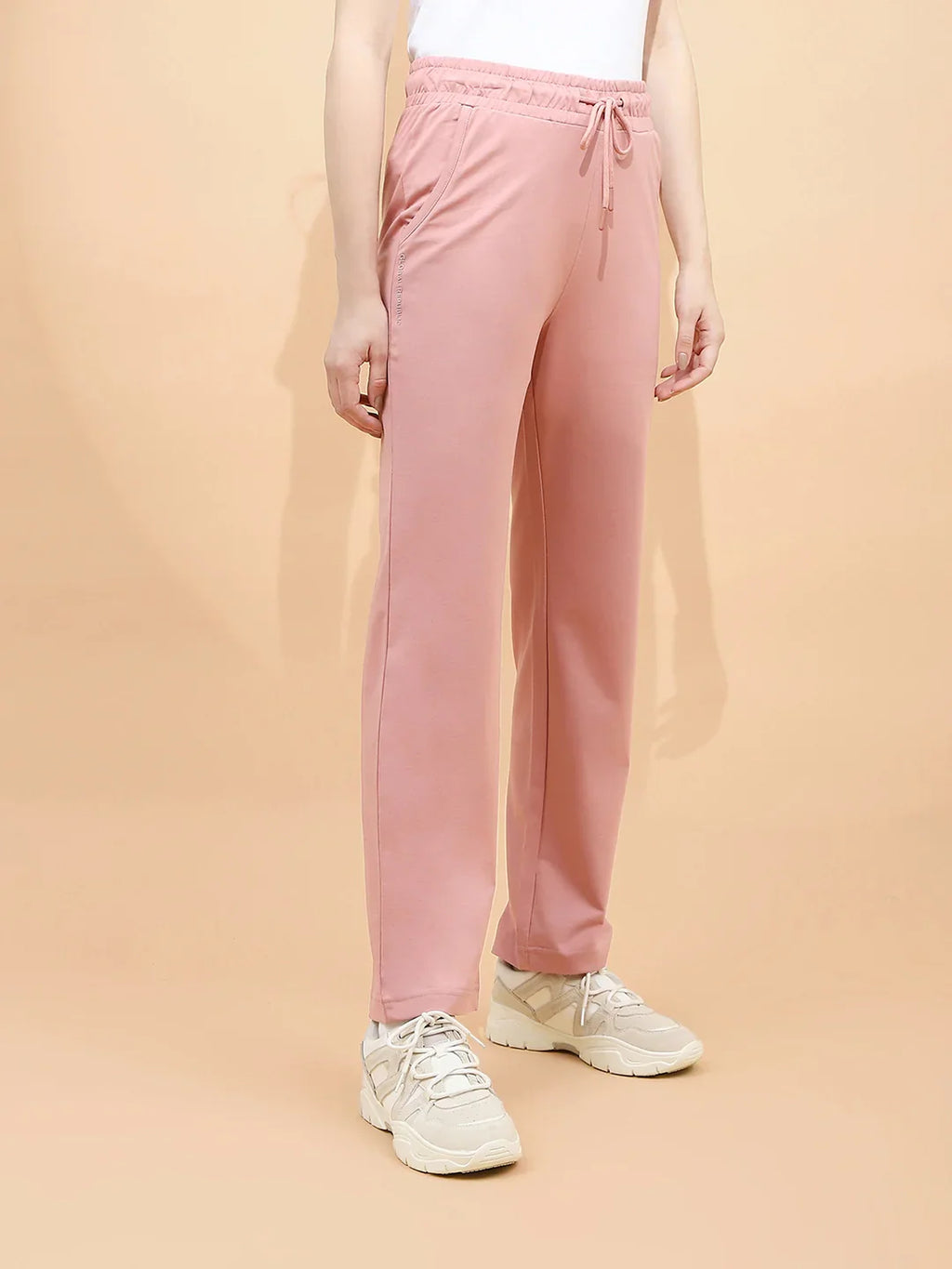 Pink Cotton Blend Regular Fit Lower