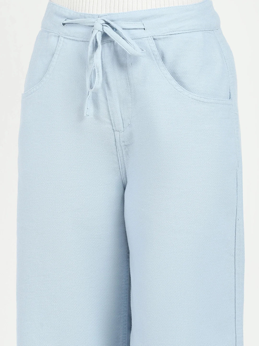 Blue Cotton Relaxed Fit Culottes