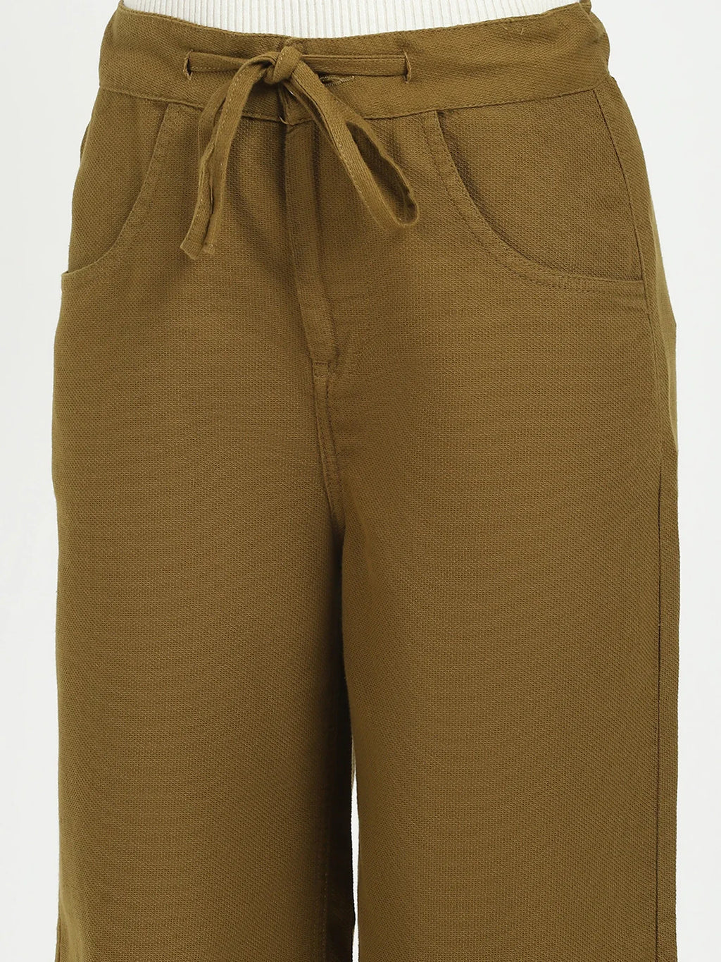 Olive Cotton Relaxed Fit Culottes