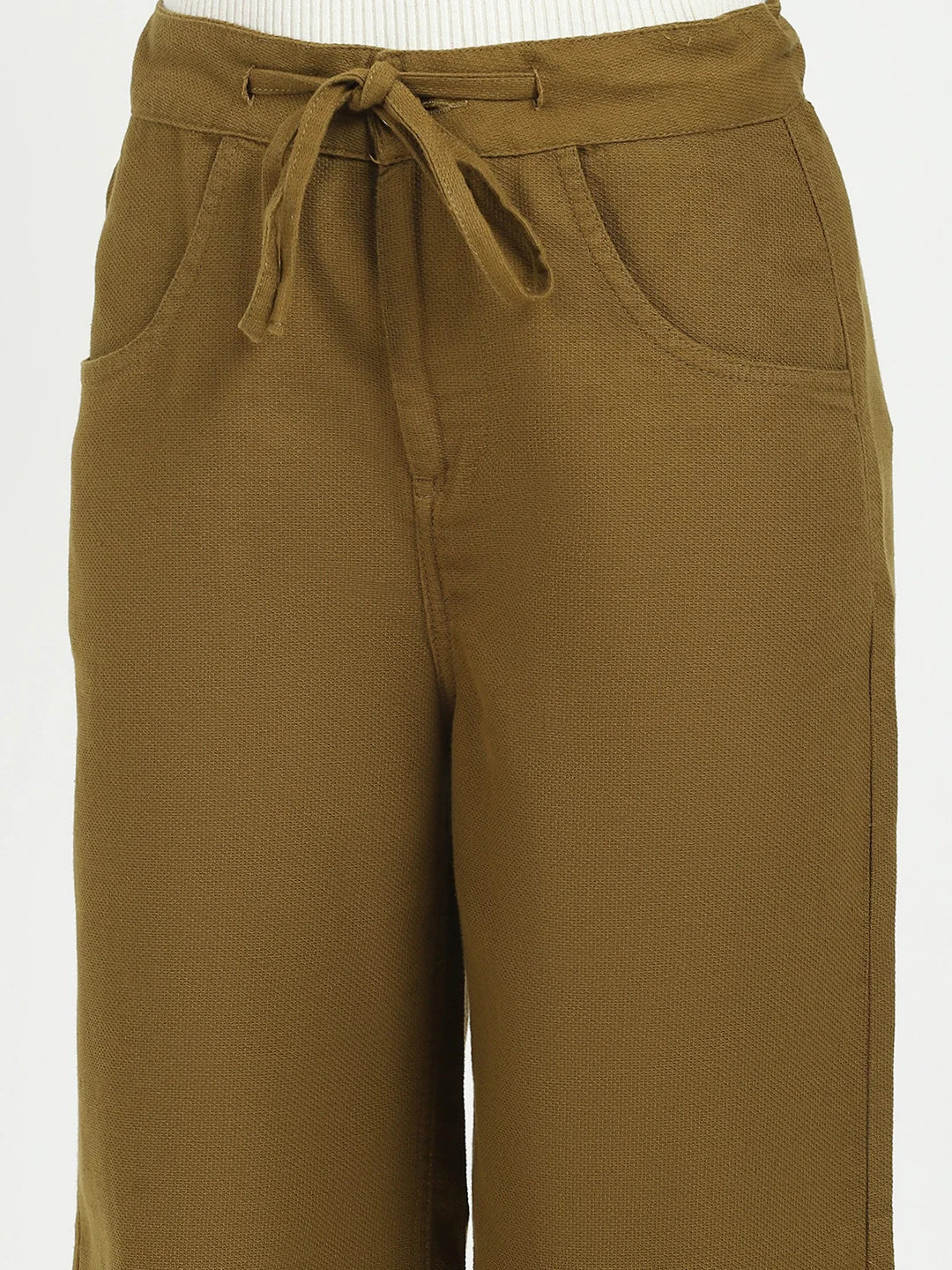 Olive Cotton Relaxed Fit Culottes