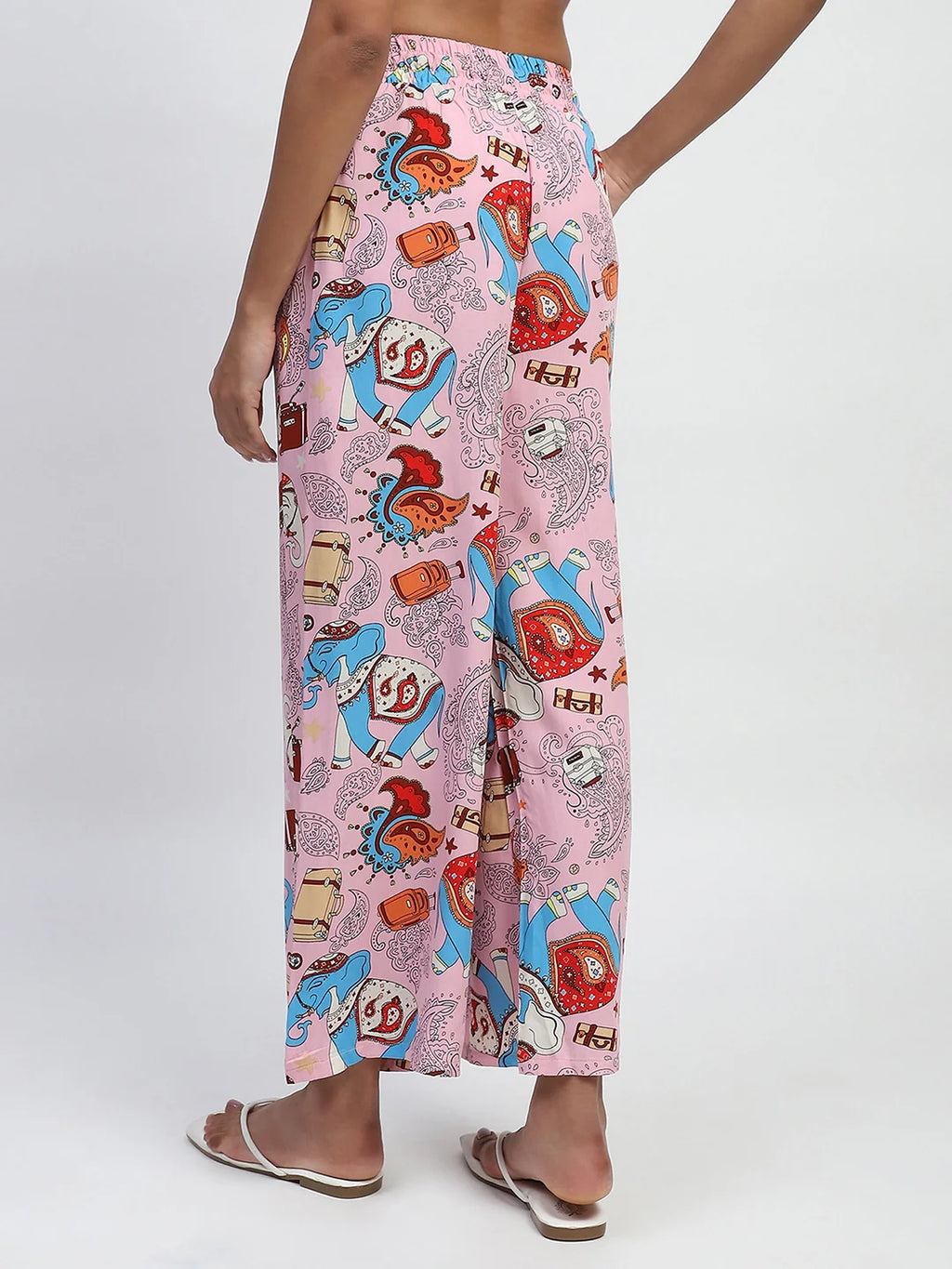 Pink Graphic Print Rayon Lower