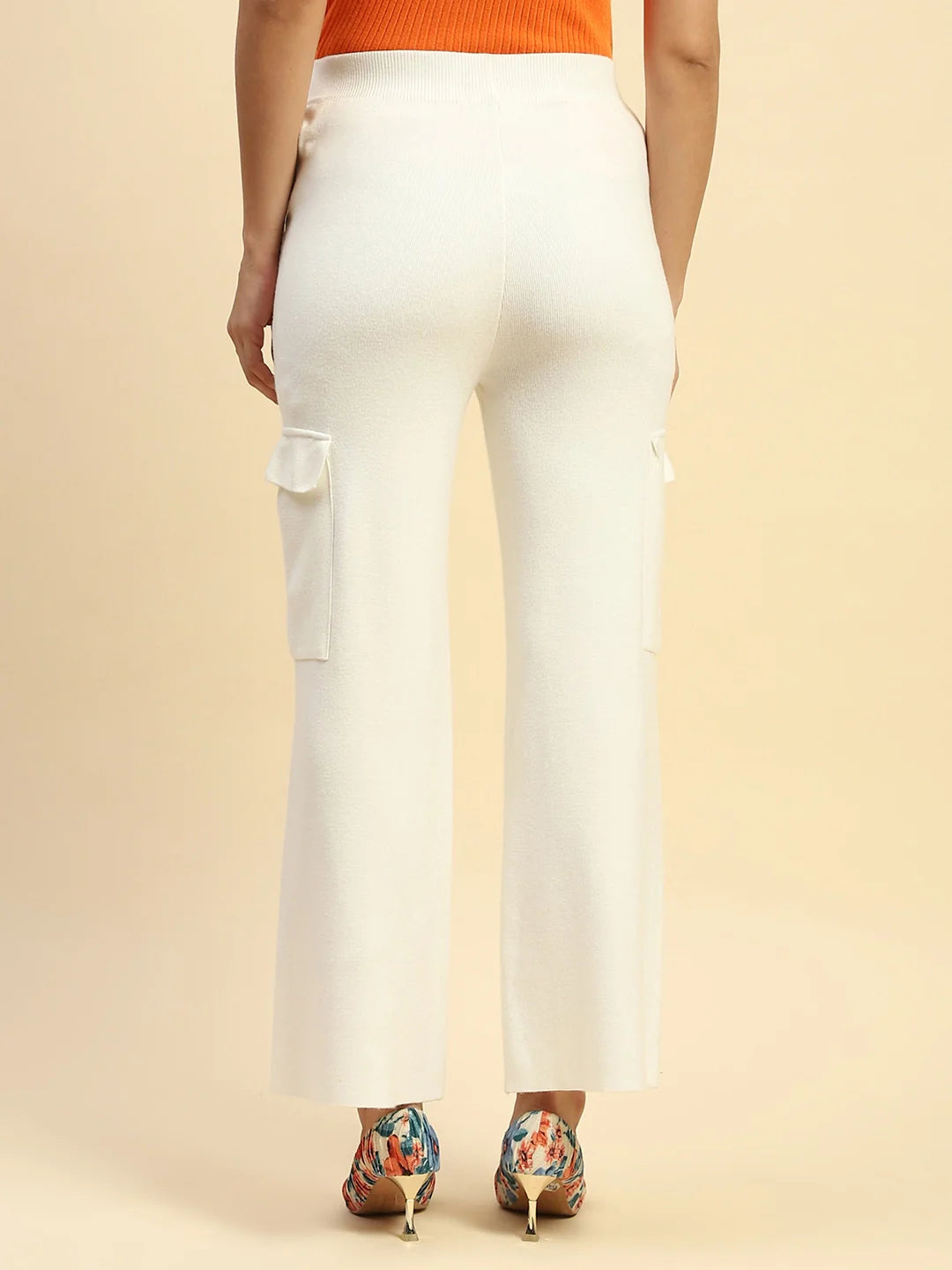 Ecru Viscose Cargo Loose Winter Lower