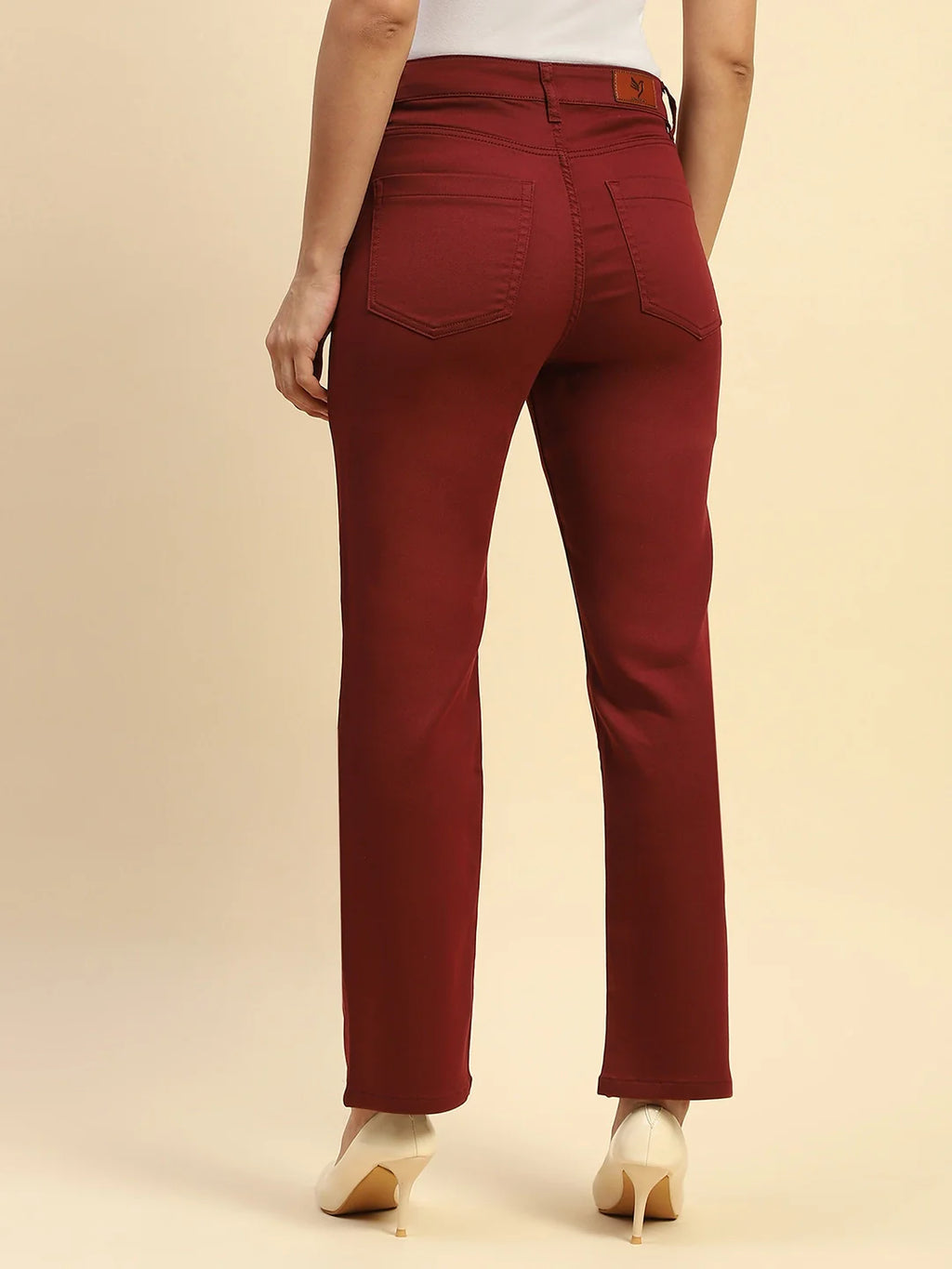 Maroon Cotton Blend Stretchable Trouser