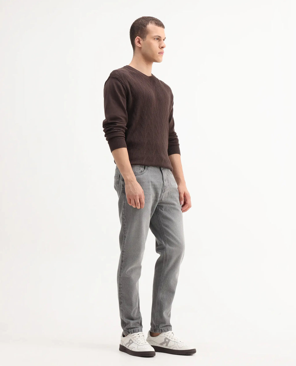 Rare Rabbit Mens Hades Grey Solid Mid Rise Mid Wash Regular Fit Jeans