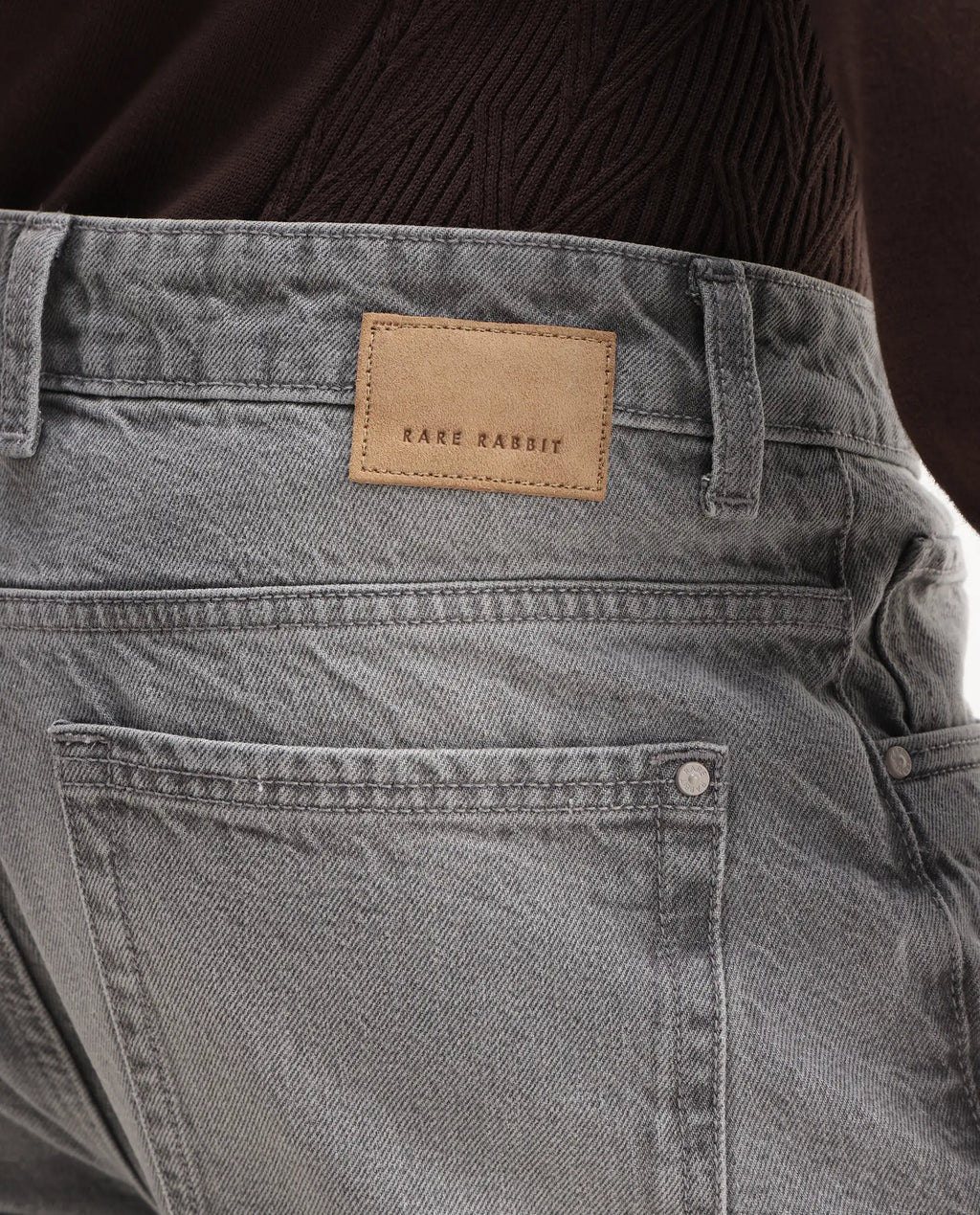 Rare Rabbit Mens Hades Grey Solid Mid Rise Mid Wash Regular Fit Jeans