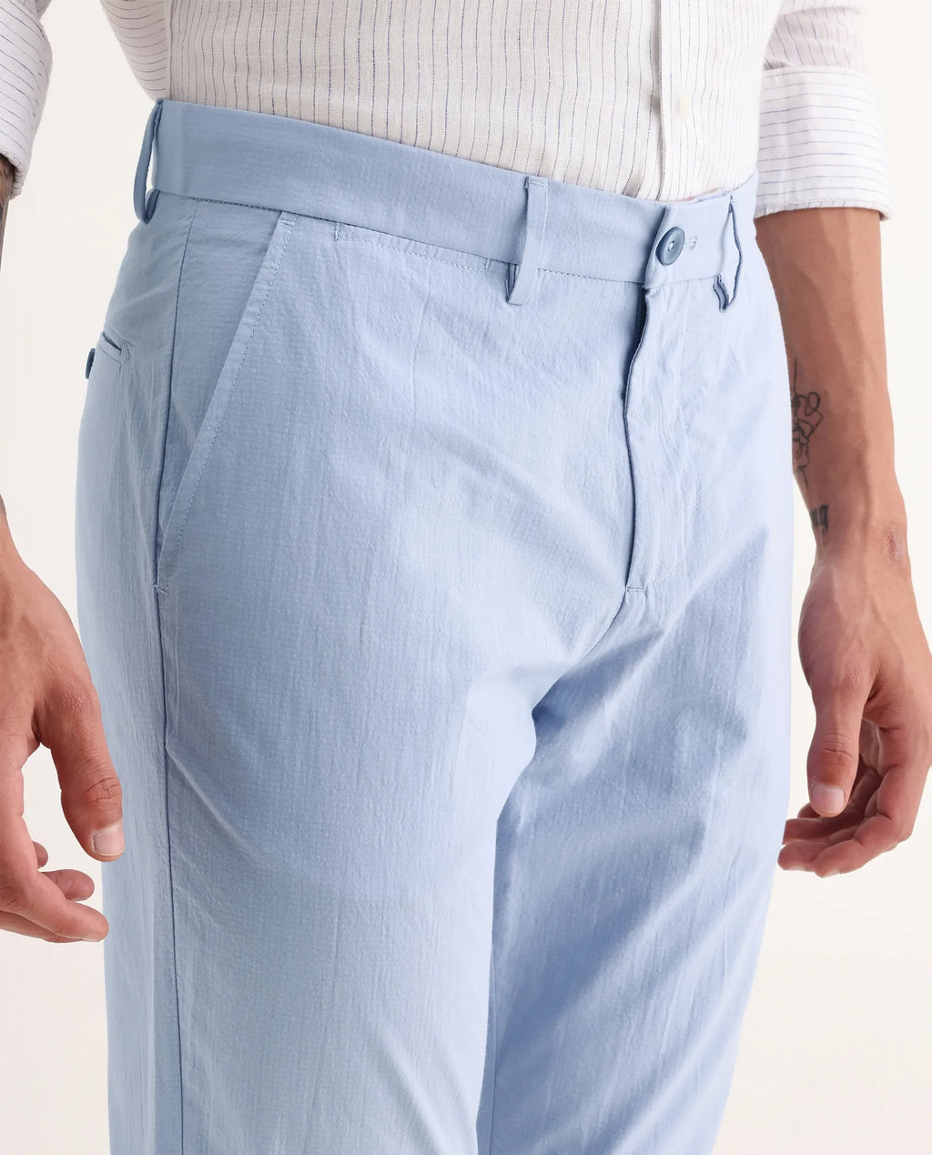 Rare Rabbit Men's Harlow Pastel Purple Cotton Plain Regular Fit Trouser