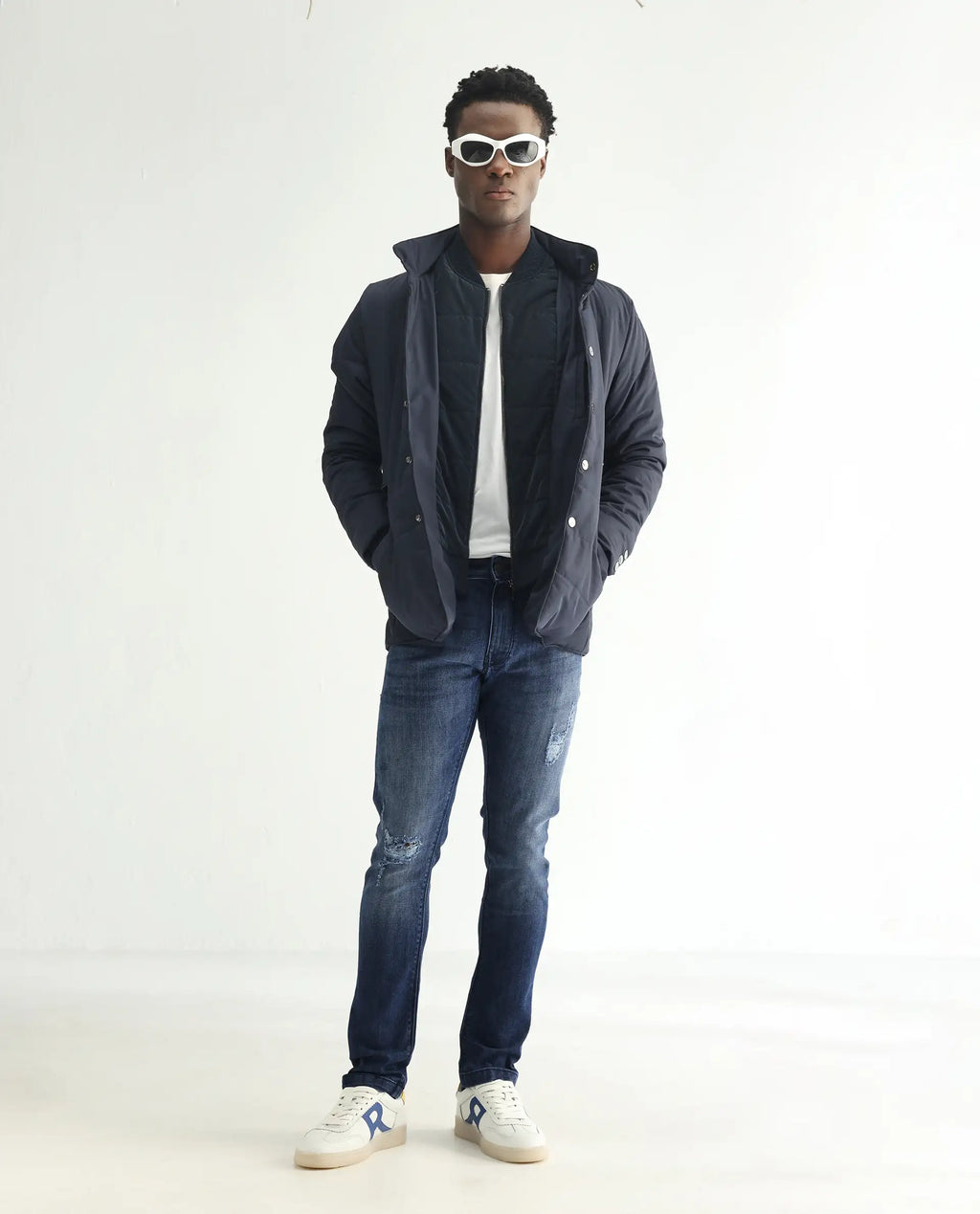 Rare Rabbit Men's Hawkins Dark Blue Cotton Plain Hawk Slim Fit Jeans