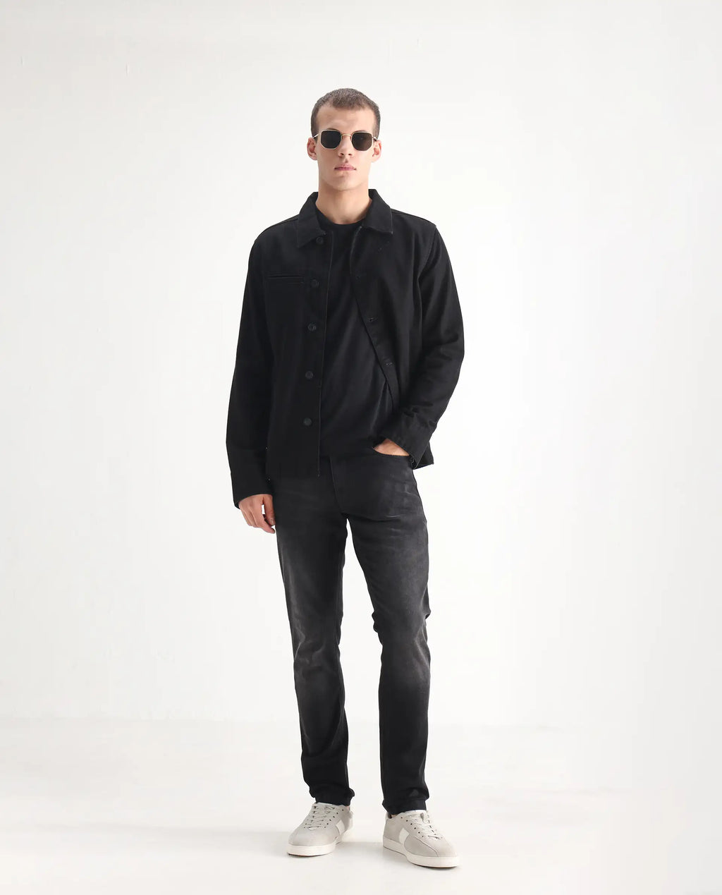 Rare Rabbit Men's Hawkins Grey Cotton Plain Hawk Slim Fit Jeans