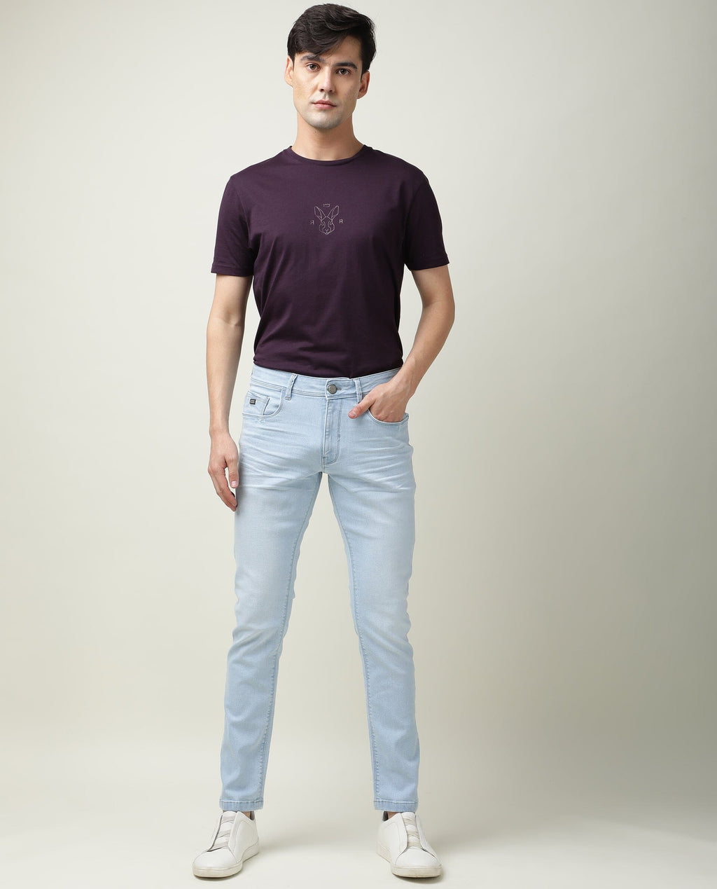 Rare Rabbit Men's Miami Blue Plain Morris Regular Fit Jeans