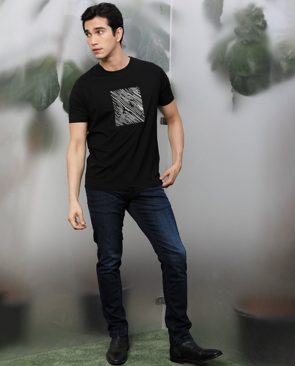 Rare Rabbit Men's Chevillon Dark Navy Cotton Plain Hawk Slim Fit Jeans