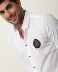 Rare Rabbit Men's Crown White Cotton Plain Regular Fit Full Sleeve Spread Collar Shirt