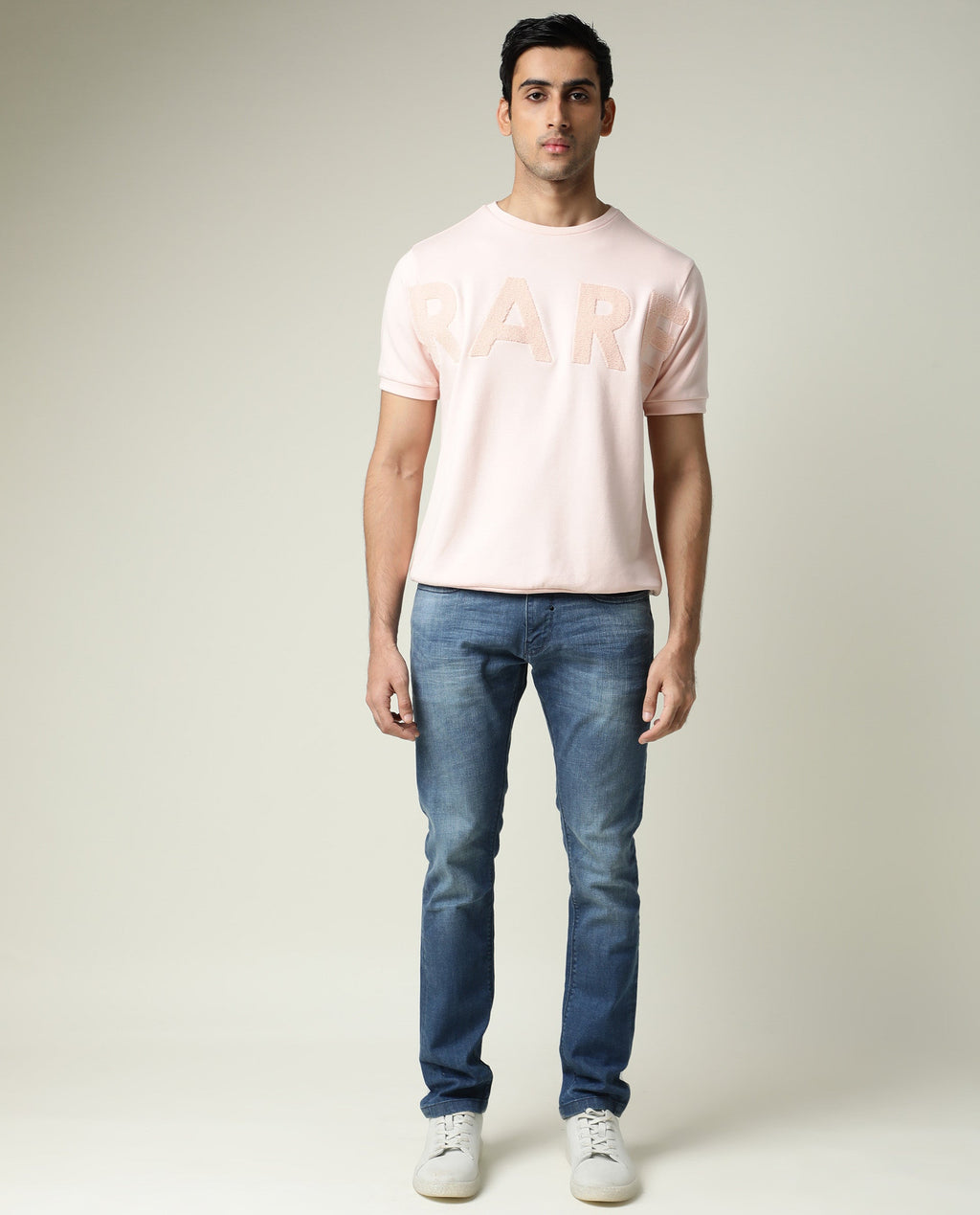 Rare Rabbit Men's Matt-2 Blue Cotton Plain Hawk Slim Fit Jeans