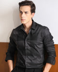 Rare Rabbit Men's Santhe Black Cotton Checked Print Regular Fit Full Sleeve Collared Shirt