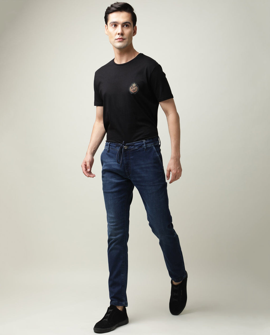 Rare Rabbit Men's Sevilla Navy Plain Morris Regular Fit Jeans