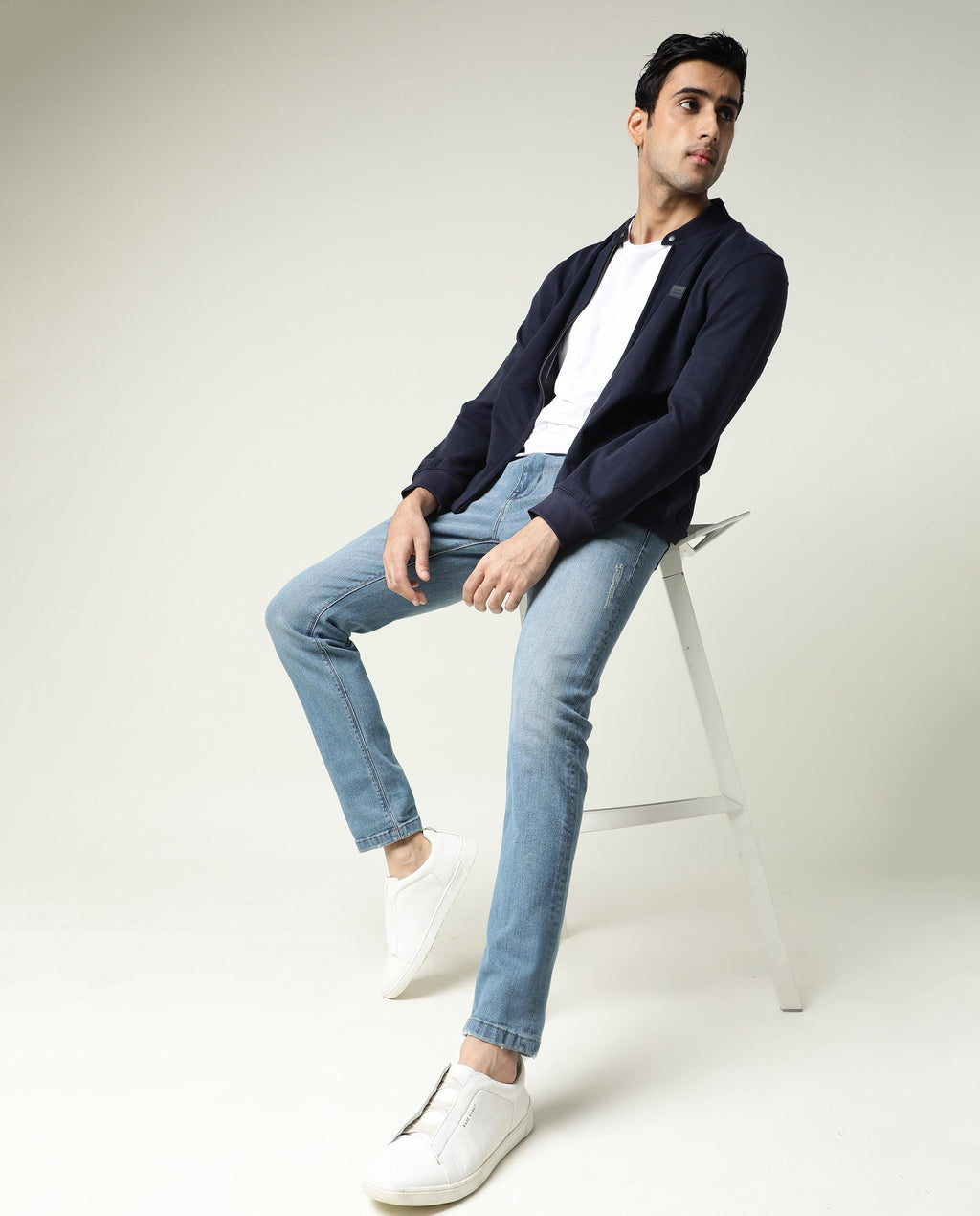 Rare Rabbit Men's Rug-2 Light Blue Cotton Plain Hawk Slim Fit Jeans