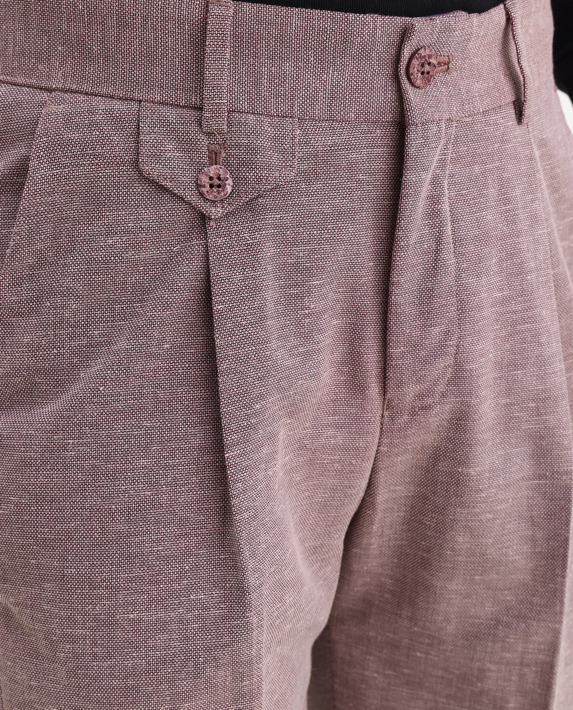 Rare Rabbit Men's Hobbs Dark Purple Cotton Checked Print Regular Fit Trouser