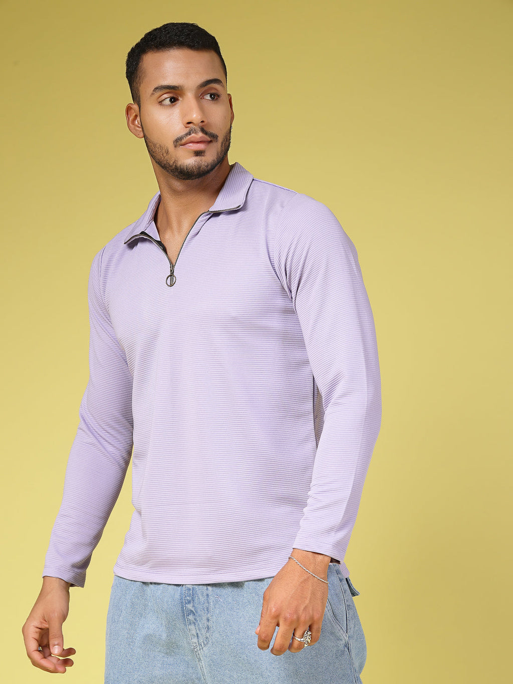 Men Purple Poly corduroy T-shirt