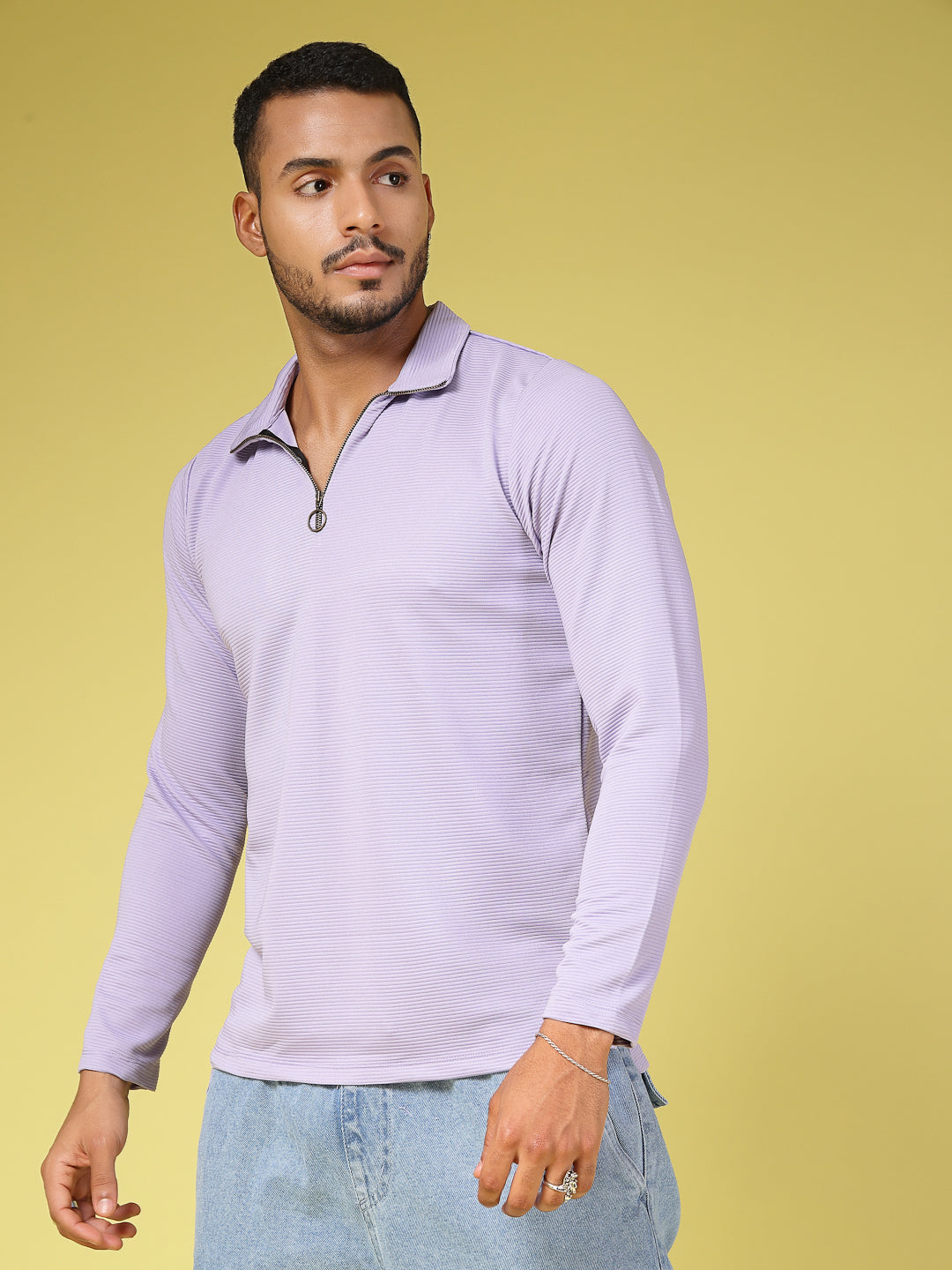 Men Purple Poly corduroy T-shirt
