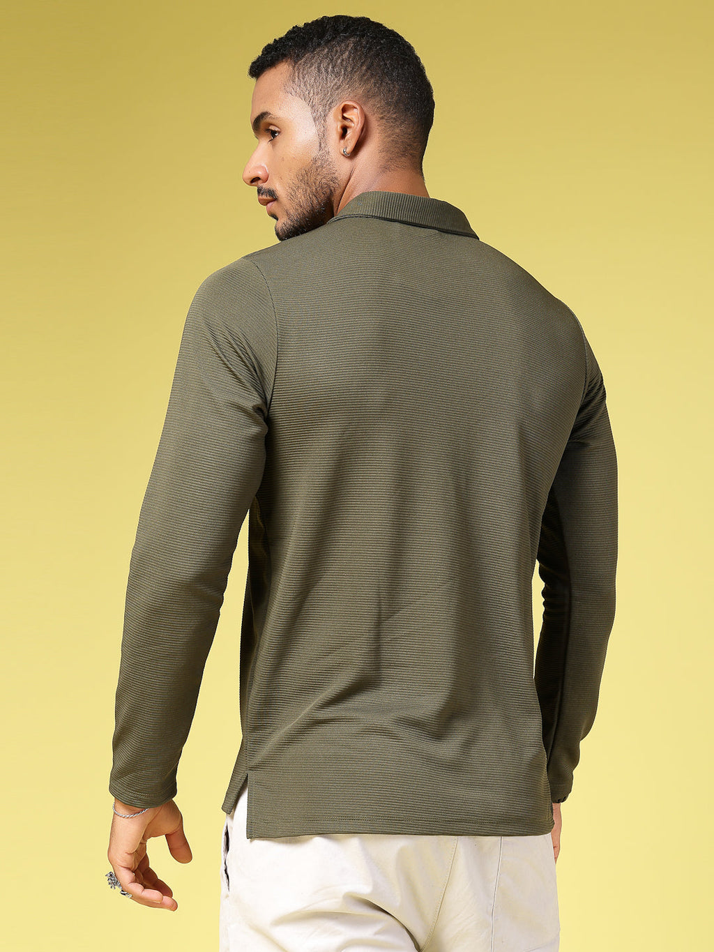 Men Green Polycorduroy T-shirt