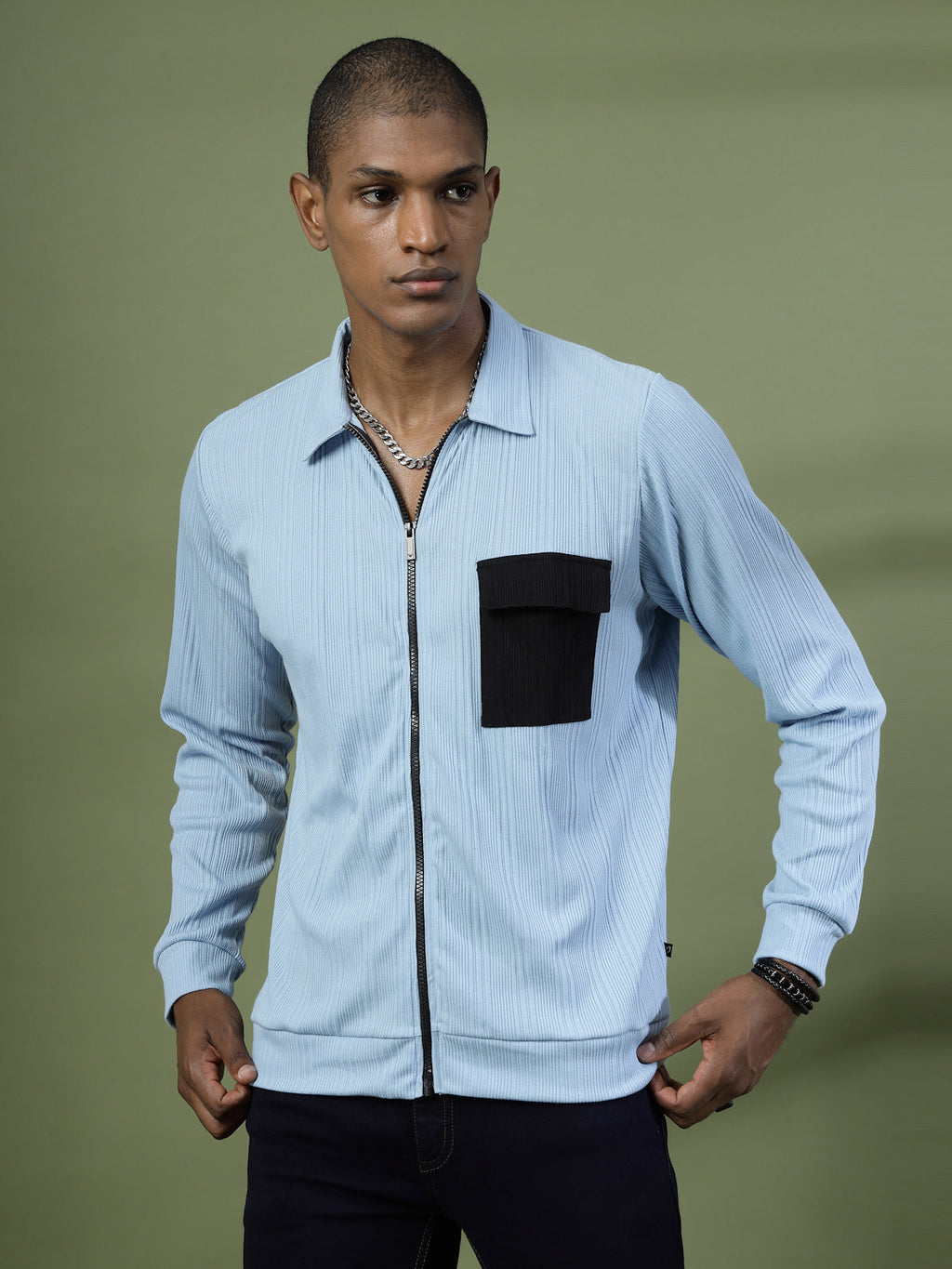 Men Cotton Fabric Rib Relaxed Fit T-Shirt