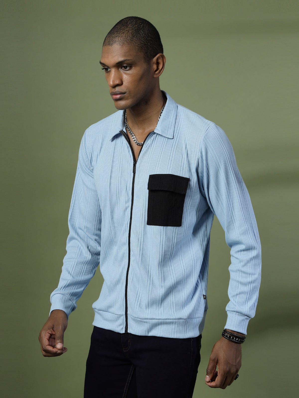 Men Cotton Fabric Rib Relaxed Fit T-Shirt