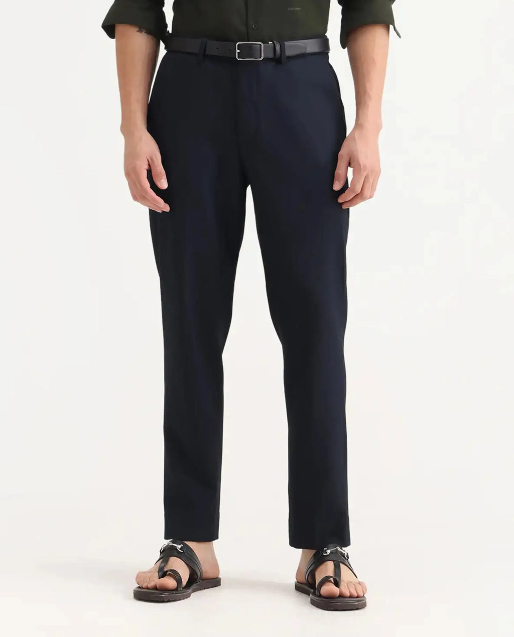 Rare Rabbit Men's Austin Beige Cotton Plain Relaxed Fit Trouser