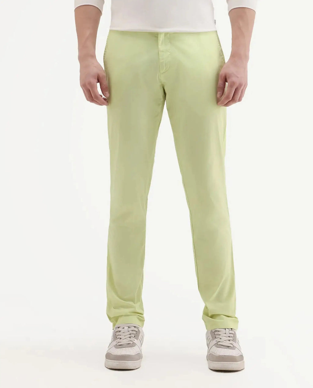 Rare Rabbit Men's Bake Yellow Cotton Plain Regular Fit Trouser