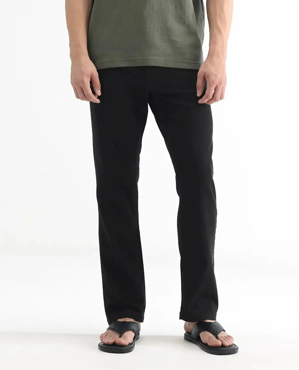 Rare Rabbit Men's Belarus Black Cotton Plain Hawk Slim Fit Jeans
