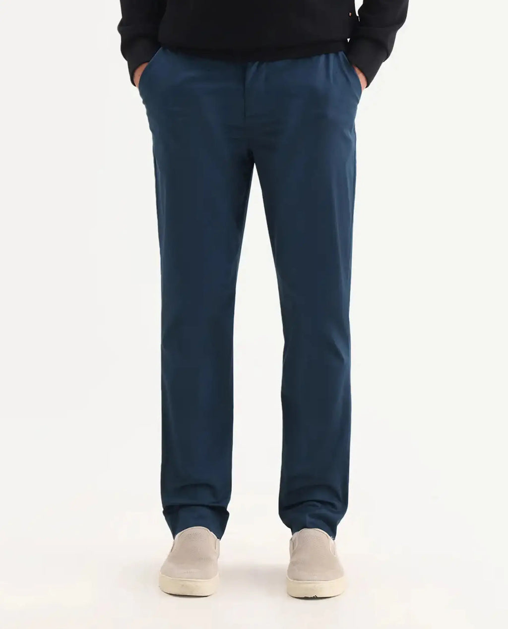 Rare Rabbit Men's Comotel Teal Cotton Blend Plain Regular Fit Trouser