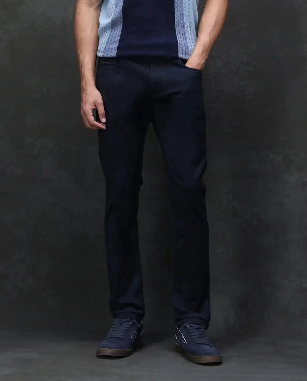 Rare Rabbit Men's Cordon Dark Navy Cotton Plain Hawk Slim Fit Jeans