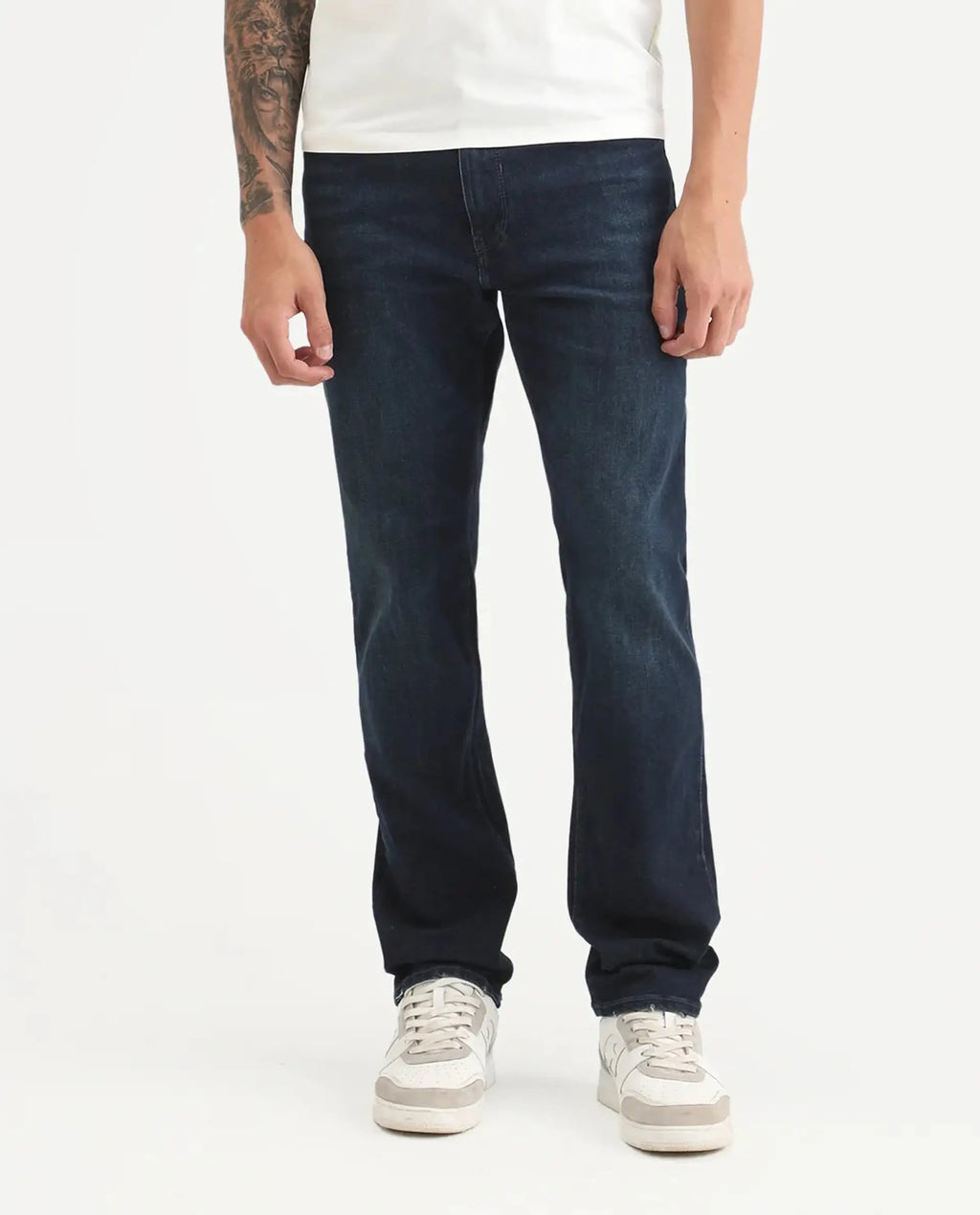 Rare Rabbit Men's Cozey Blue Cotton Blend Fabric Morris Regular Fit Plain Jeans