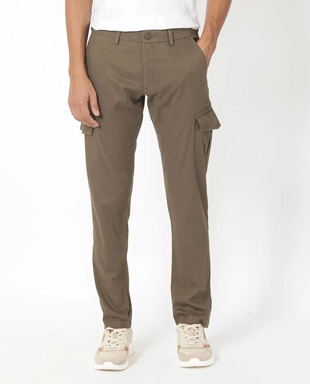 Rare Rabbit Men's Curo Olive Cotton Plain Regular Fit Trouser
