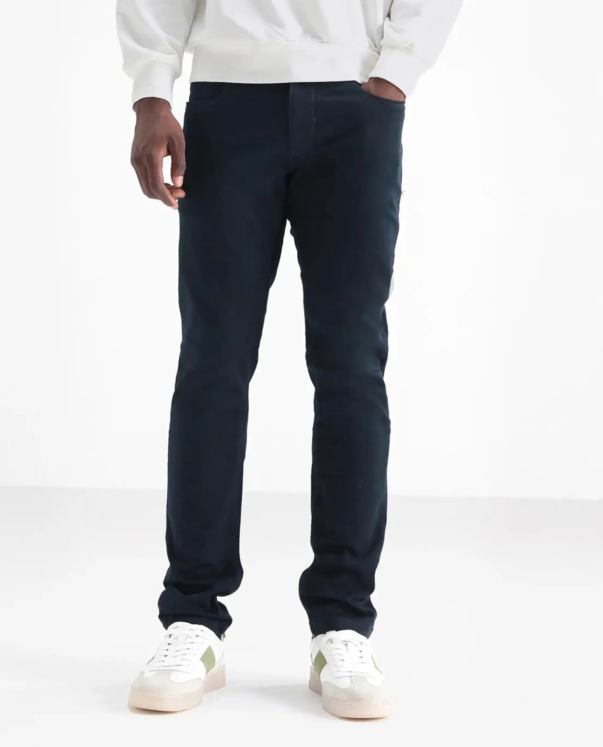 Rare Rabbit Men's Essen Dusky Teal Cotton Plain Hawk Slim Fit Jeans