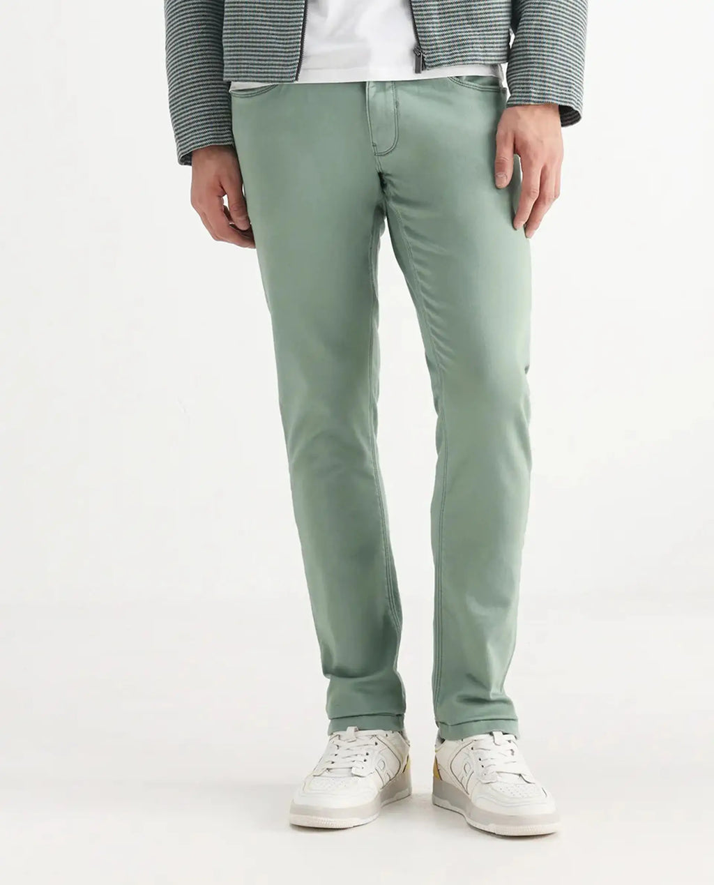 Rare Rabbit Men's Essen Light Green Cotton Plain Hawk Slim Fit Jeans
