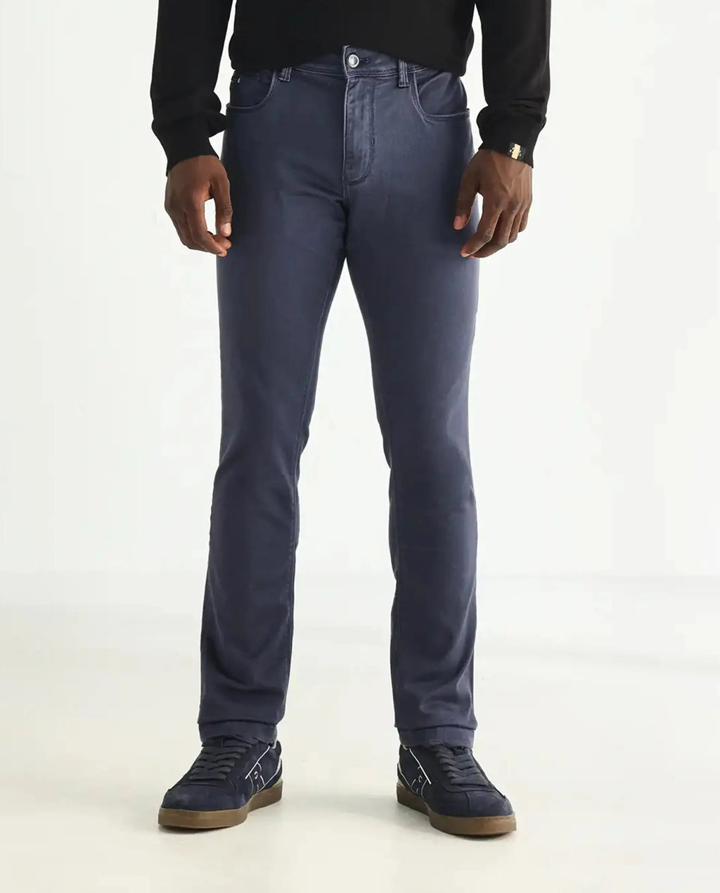 Rare Rabbit Men's Essen Light Purple Cotton Plain Hawk Slim Fit Jeans