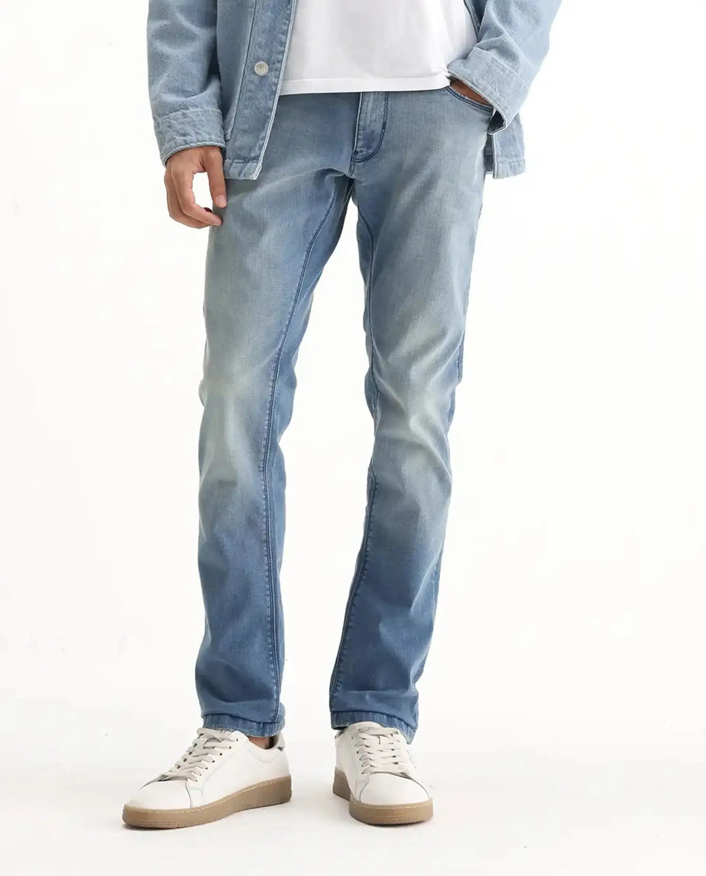 Rare Rabbit Men's Indus Blue Cotton Plain Hawk Slim Fit Jeans