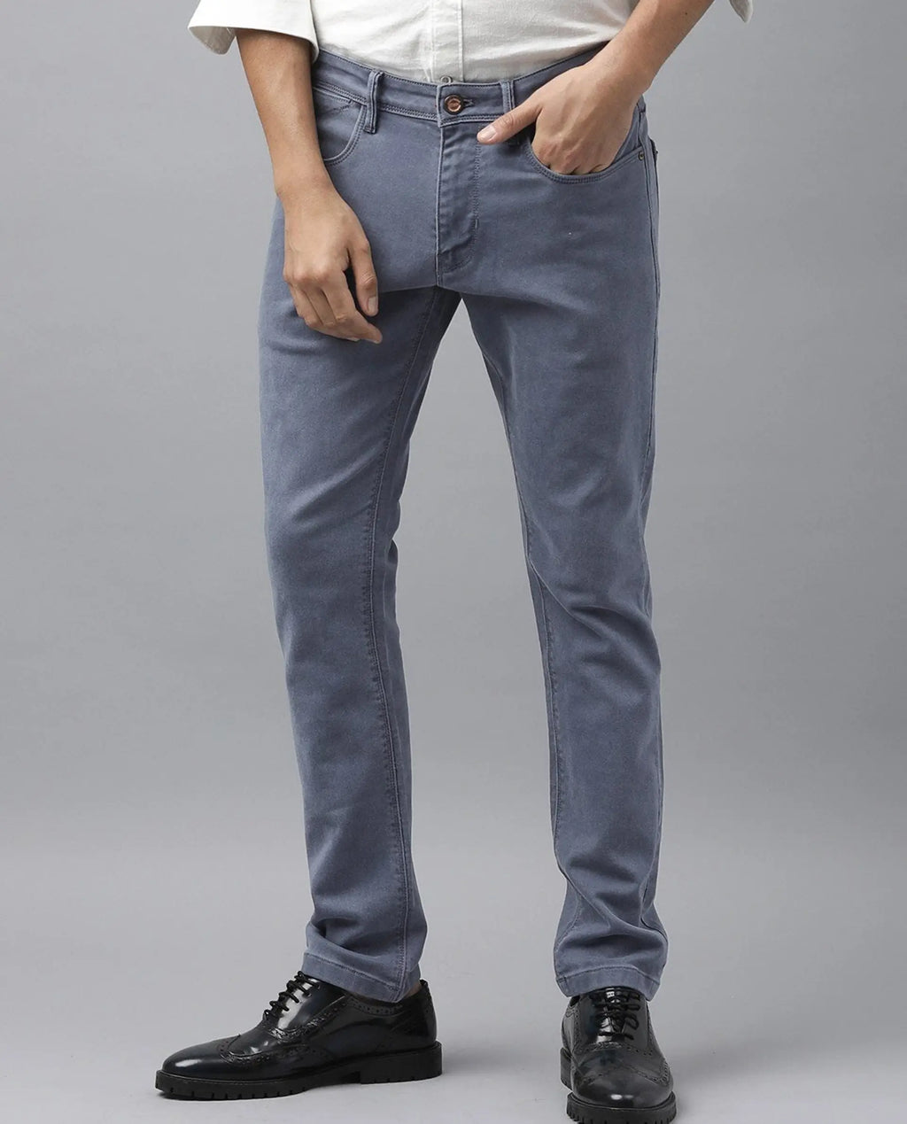 Rare Rabbit Men's Luna Lilac Cotton Plain Hawk Slim Fit Jeans